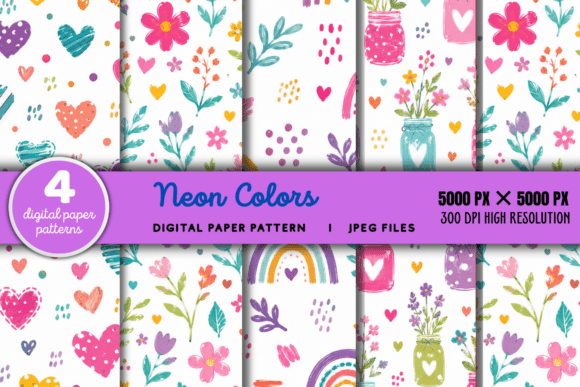 Download Bright Neon Pattern Background - Premium Bundle